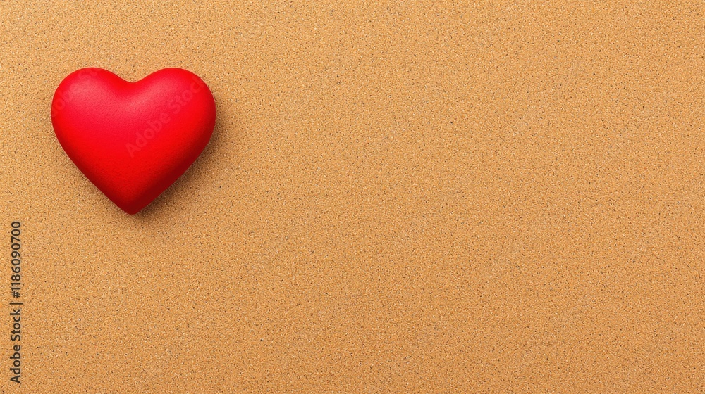 Single Red Heart on Corkboard Background - Minimalist Love and Valentine's Day Concept Single Red Heart on Corkboard Background - Minimalist Love and Valentine's Day Concept