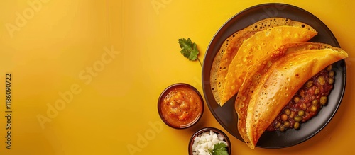 Close up of Masala Dosa acc...