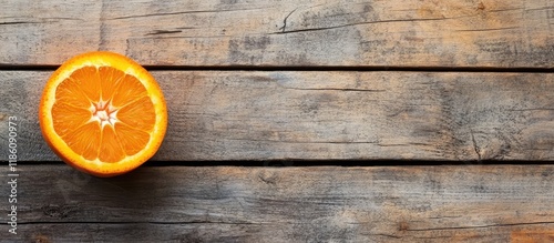 Fresh orange on aged wood s...