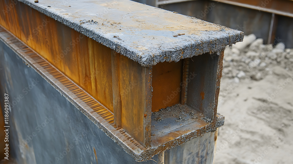 Rusty Steel Beam and Metal Framework: Structural Elements in Construction for Industrial Infrastructure and Engineering Projects Rusty Steel Beam and Metal Framework: Structural Elements in Construction for Industrial Infrastructure and Engineering Projects