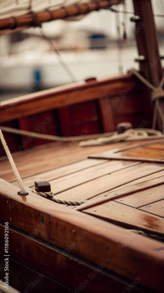 Detailed close-up of a ship's deck with weathered wooden planks Detailed close-up of a ship's deck with weathered wooden planks