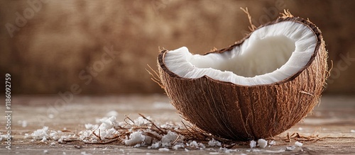 Coconut with shavings on a ...