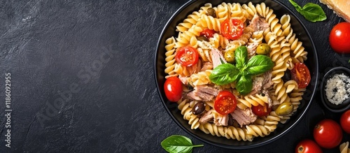 Fusilli pasta featuring tun...