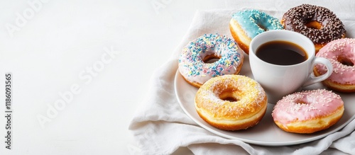 A variety of colorful donut...