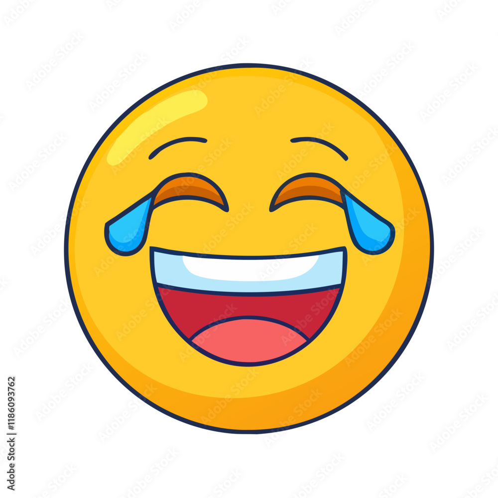 Fototapeta premium laughing emoji vector icon, singles awareness vector illustration - simple illustration of laughing emoji perfect for logos, and self love -themed designs.
