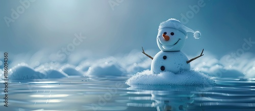 Melting snowman on ice surf...