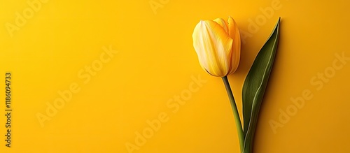 A single yellow tulip set a...