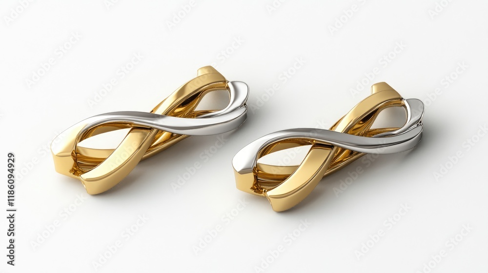 A pair of matching collar clips in gold and silver, displayed side by side on a white background. A pair of matching collar clips in gold and silver, displayed side by side on a white background.