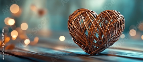 Wooden wicker heart Rattan ...