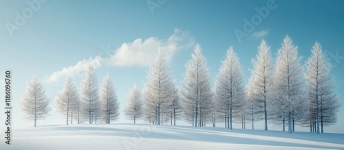 Larch trees in a snowy fiel...