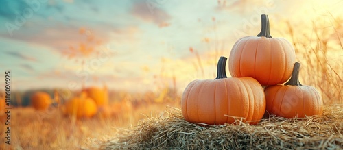 Orange Halloween pumpkins s...