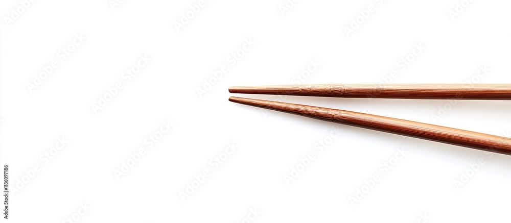 Close up of two size six knitting needles set against a white background. with copy space image. Place for adding text or design