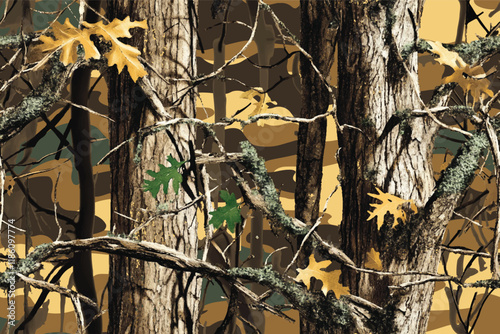 Hunting Camouflage with Real Tree Forest Details for Military Gear