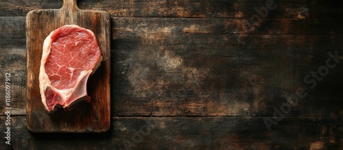 Raw pork chop on a wooden b...