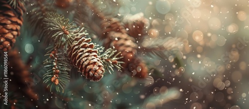 Larch branch with cones and...