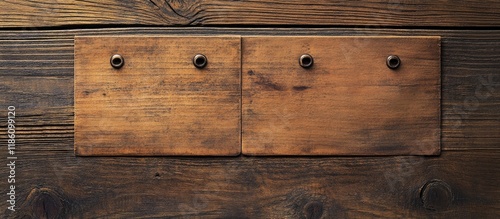 Punched pockets on a wooden...