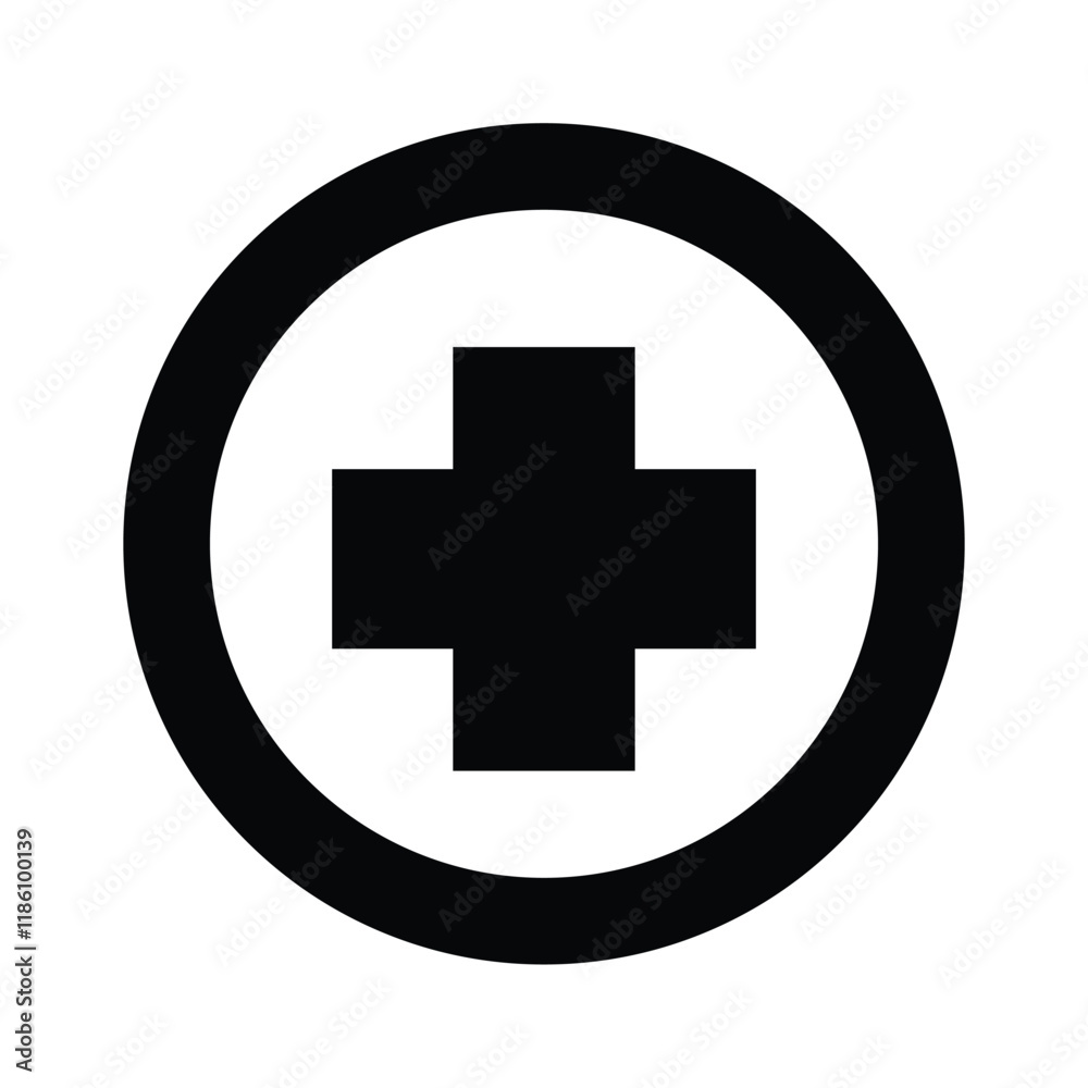 Fototapeta premium Black and white circle with a white cross in the center. The circle is a symbol of unity and the cross is a symbol of hope and healing.
