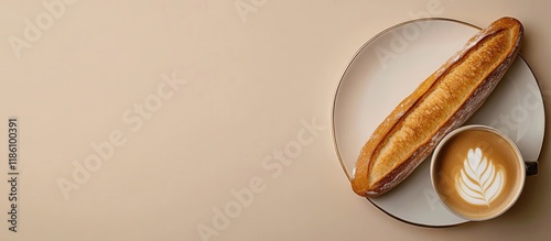 Baguette and cafe au lait. ...