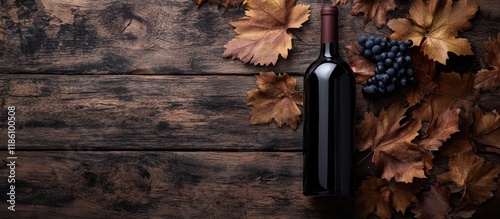 Bottle of red wine alongsid...