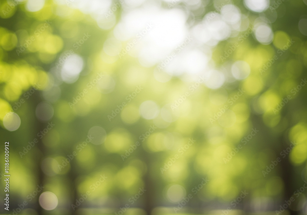 Obraz premium A blurred and dreamy landscape of a sun-dappled forest, evoking a sense of peace and tranquility, creating a magical and ethereal atmosphere