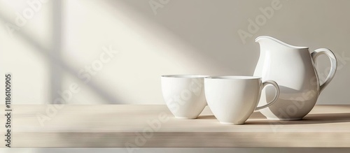 Close up of white cups and ...