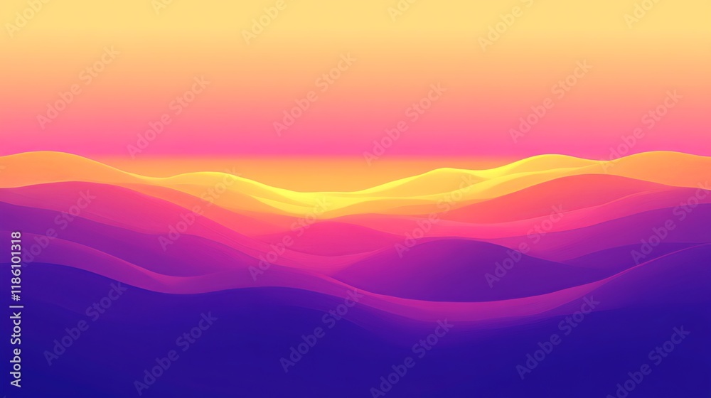 Fototapeta premium Vibrant Sunset Gradient with Smooth Abstract Waves