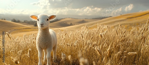 lamb at the farm. with copy...