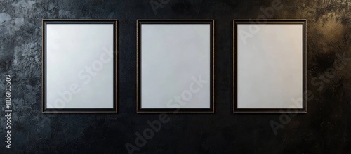 Empty frames against a blac...