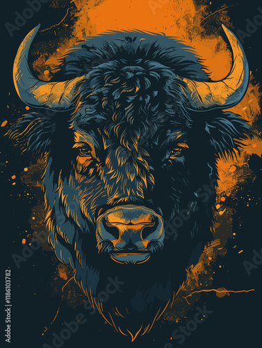 Buffalo hand drawn vector illustration for t-shirt and other uses