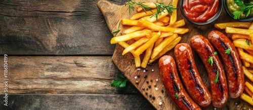 Curry wurst sausages accomp...