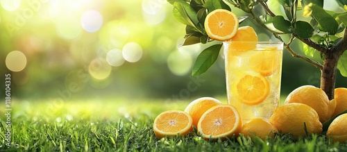 Lemonade in a glass with le...