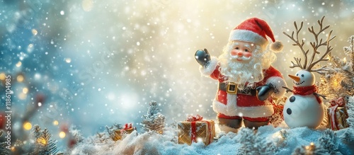 A small Santa Claus with hi...