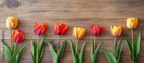 tulips separated against a ...