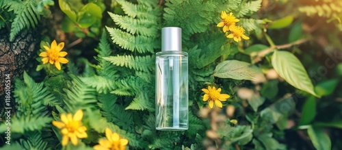 A clear cosmetic bottle res...