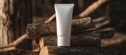 A tube of white cream rests...