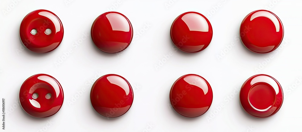 Red button shapes set against a white background. with copy space image. Place for adding text or design Red button shapes set against a white background. with copy space image. Place for adding text or design