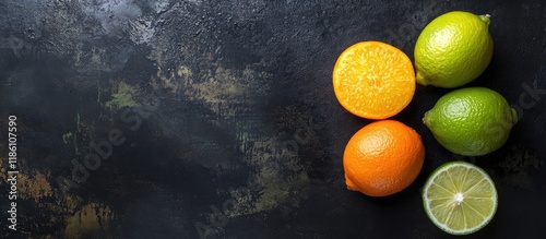 Lime orange and lemon on a ...