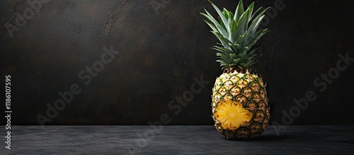 pineapple on a black stone ...