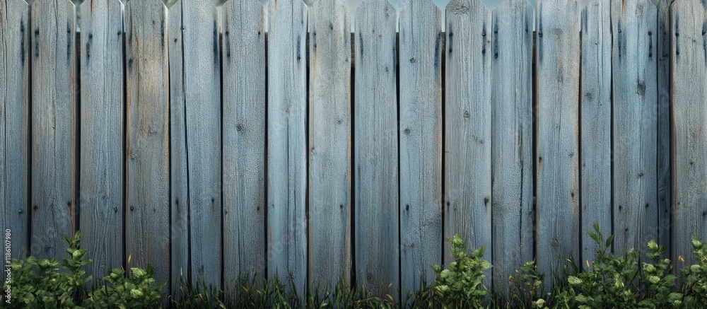 Fototapeta premium Old gray wooden fences in the yard weathered by rain. with copy space image. Place for adding text or design
