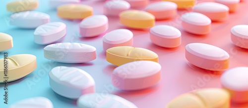 vitamin tablets lined up. w...