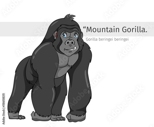 Cartoon illustration of a Mountain Gorilla in a cool pose