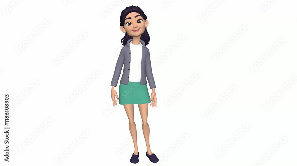 3D girl welcoming motion graphics animation 3D girl welcoming motion graphics animation