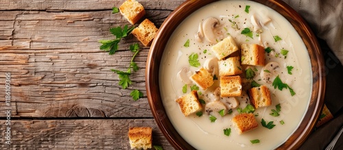 Mushroom cream soup featuri...