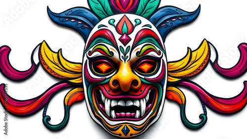 Mexican wrestling mask , mexican art, vivid, colorful white background. Generative AI