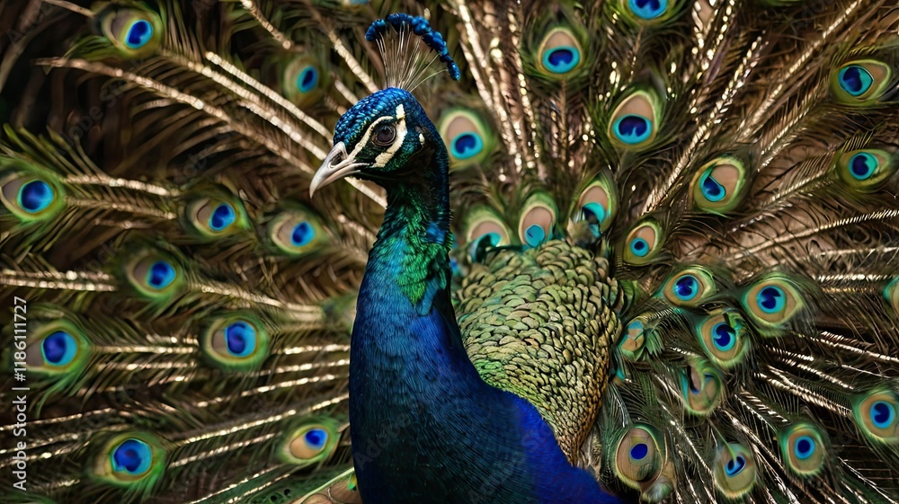 Obraz premium peacock with feathers generative ai