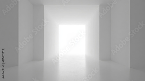 White Room Interior in Minimal Style with Empty Wall Background. 3d rendering.