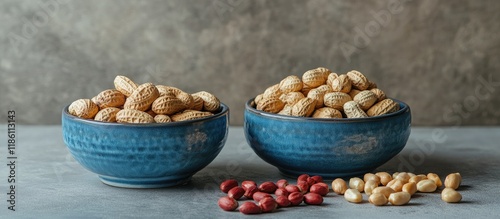 Two blue ceramic bowls cont...