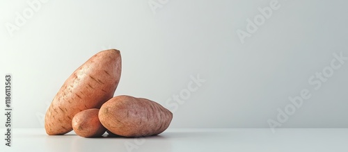 sweet potato on a white bac...