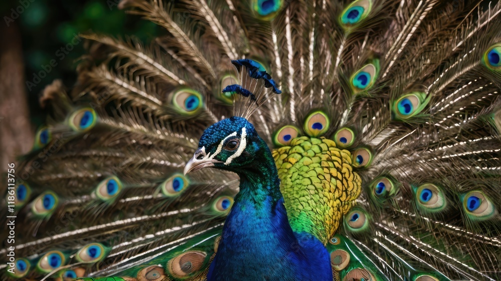 Obraz premium peacock with feathers generative ai