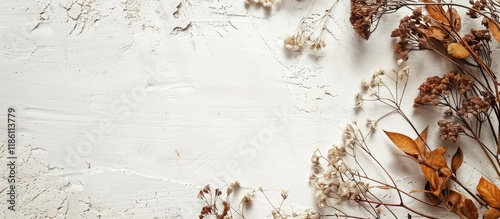 dried autumn plants on whit...